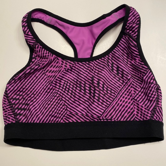 3/$30* Champion DuoDry+ Medium Black Design Sports Bra Lilac Pink Purple VGUC - Picture 9 of 10